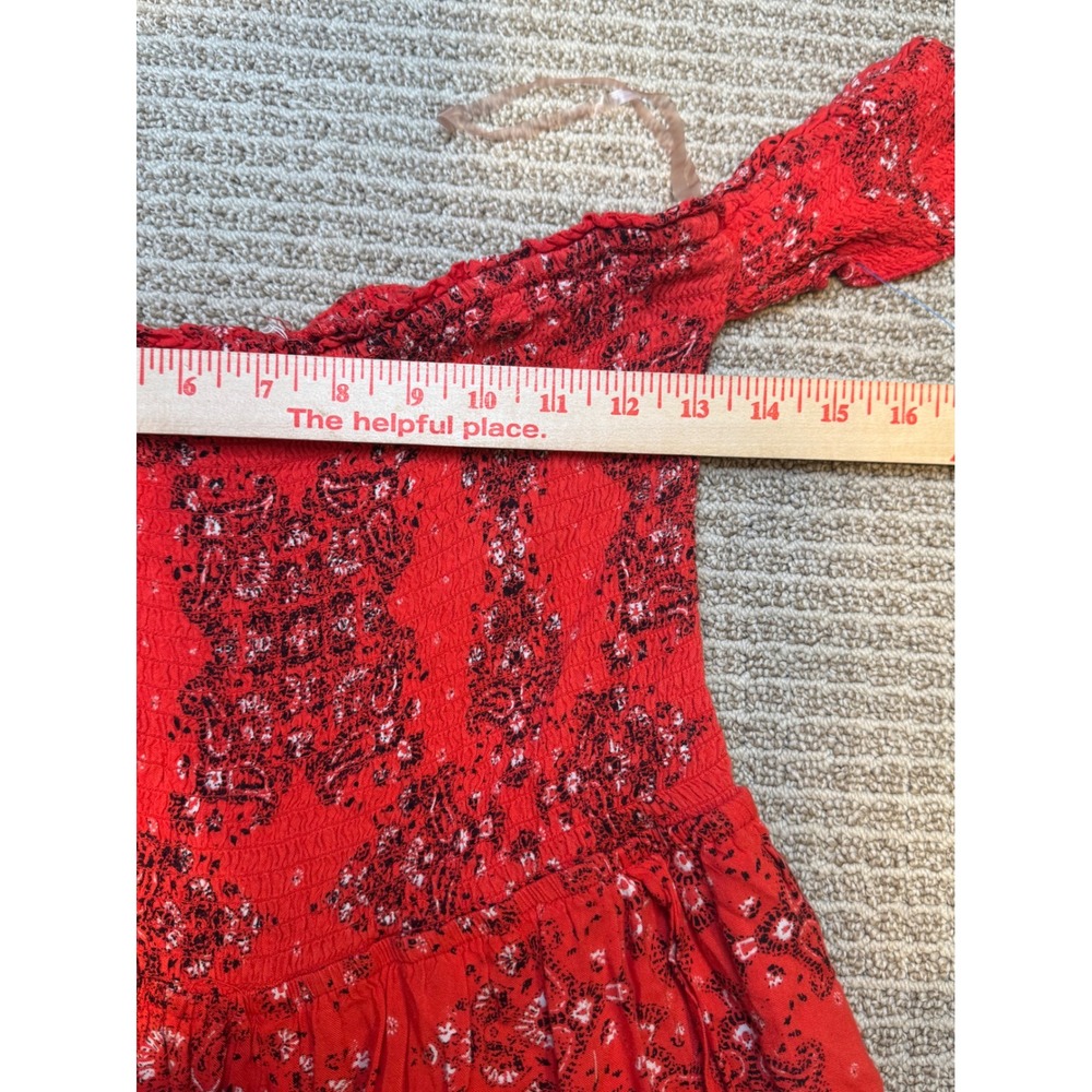 Rebellion One Red Paisley Wide Leg Jumpsuit XL Boho Festival Smocked Romper - Picture 9 of 12